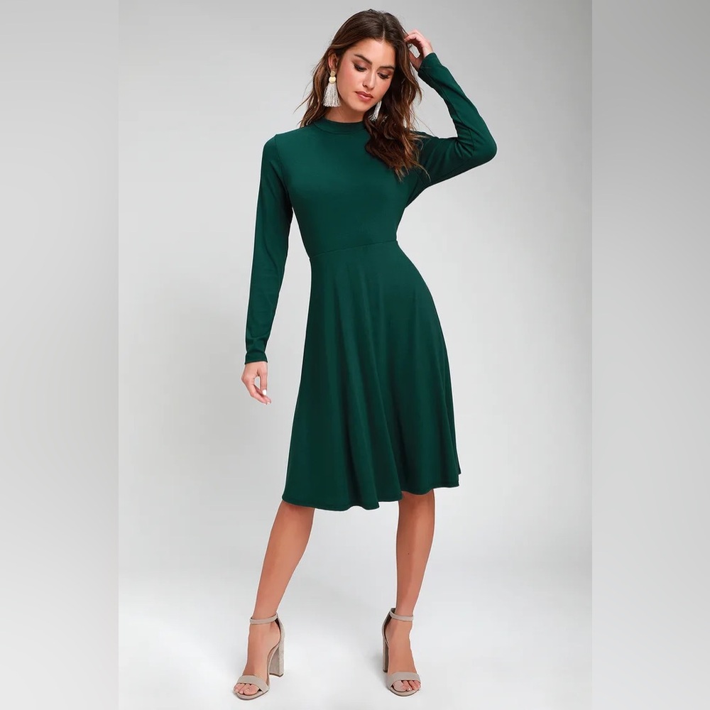 Lulu's Forest Green Midi Dress